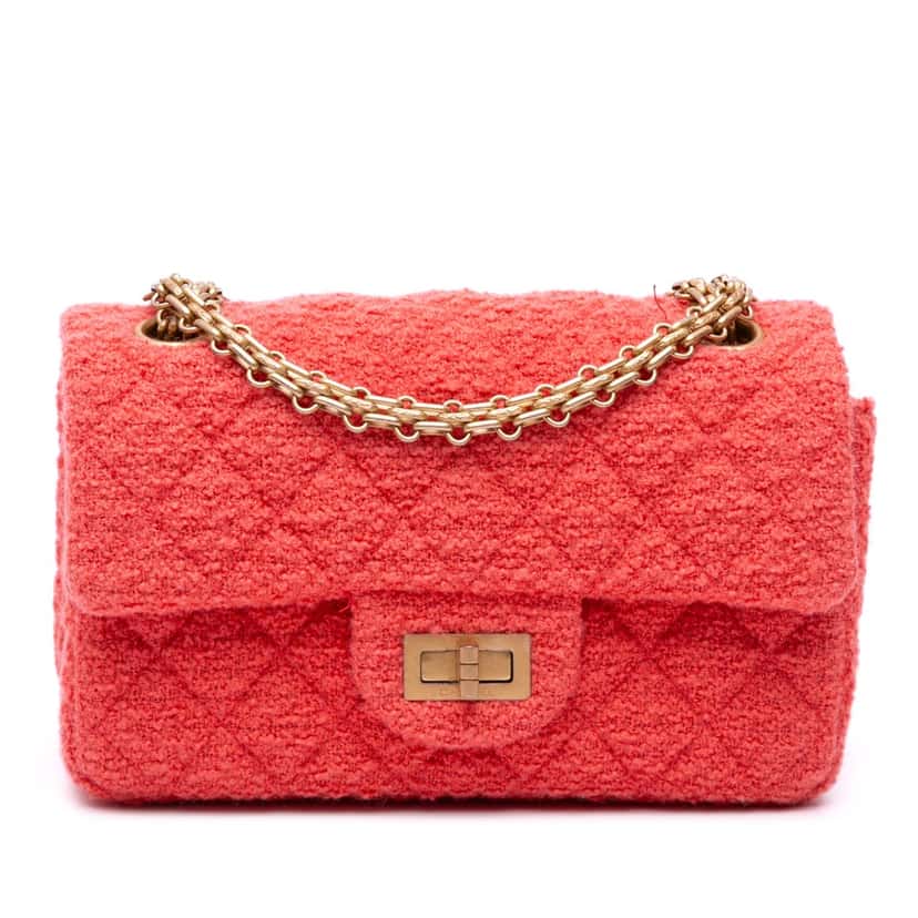 Chanel Reissue 2.55 Quilted Tweed Single Flap 224 Red Tweed Good condition - Front View