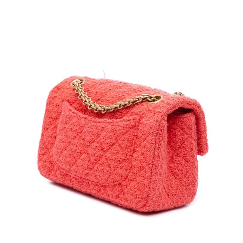 Chanel Reissue 2.55 Quilted Tweed Single Flap 224 Red Tweed Good condition - Back View
