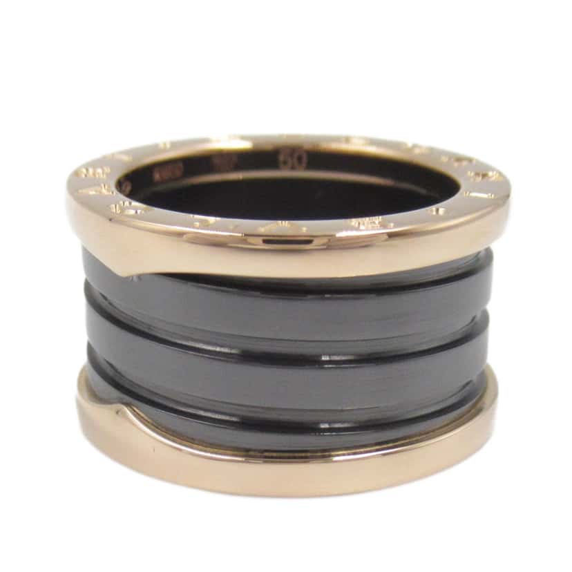 Bvlgari 18K Rose Gold and Ceramic B.Zero1 Three Band Ring Pink Rose Gold Good condition - Front View