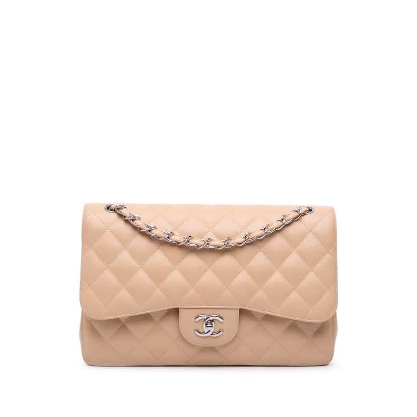Chanel Jumbo Classic Caviar Double Flap Brown Leather Good condition - Front View