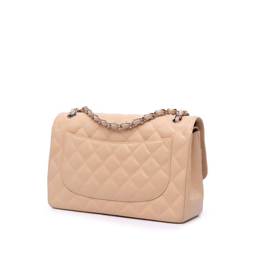 Chanel Jumbo Classic Caviar Double Flap Brown Leather Good condition - Back View