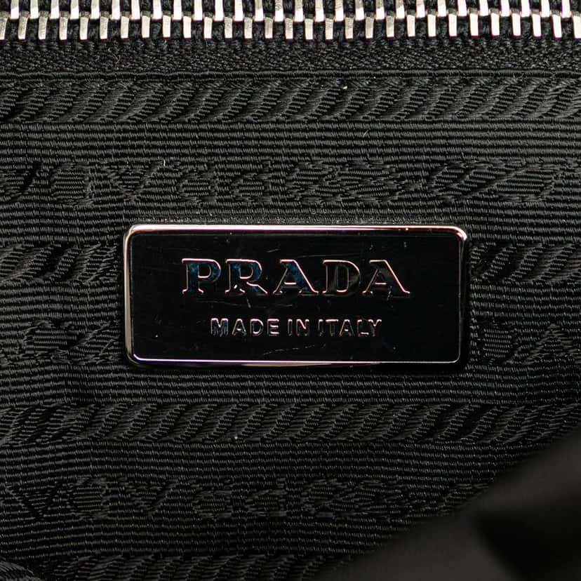 Prada City Calf Trimmed Tessuto Sound Lock Shoulder Bag Black Good condition - Box View