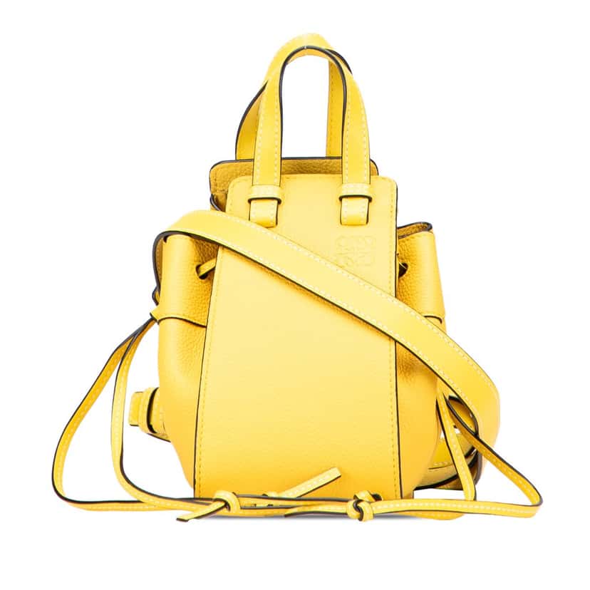 Loewe Mini Grained Calfskin Drawstring Hammock Bag Yellow Leather Good condition - Front View