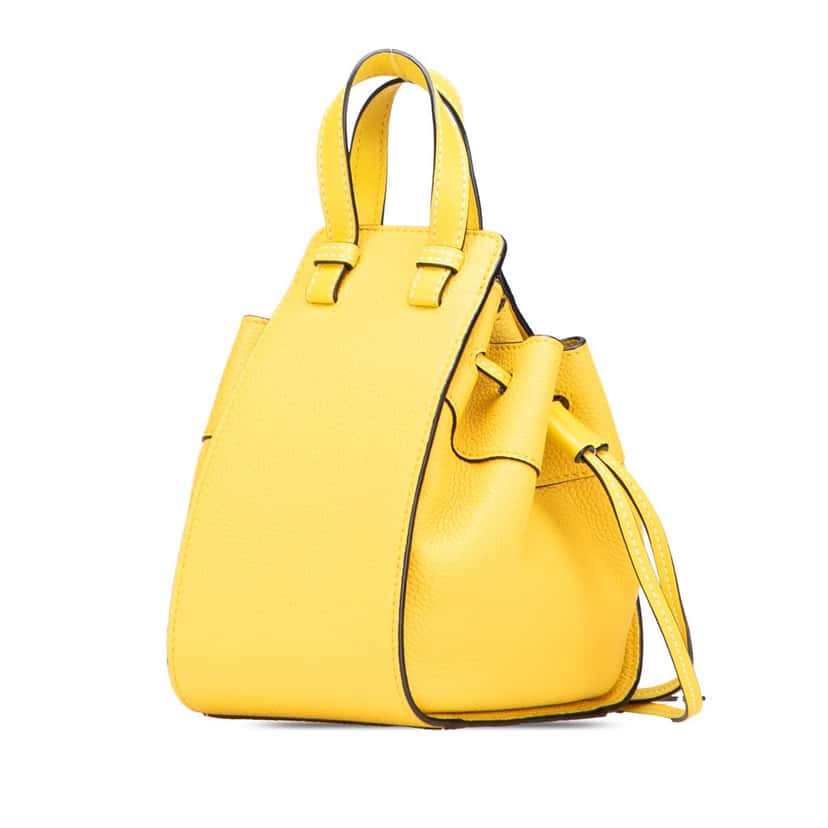 Loewe Mini Grained Calfskin Drawstring Hammock Bag Yellow Leather Good condition - Back View