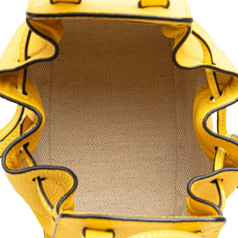 Loewe Mini Grained Calfskin Drawstring Hammock Bag Yellow Leather Good condition - Model View