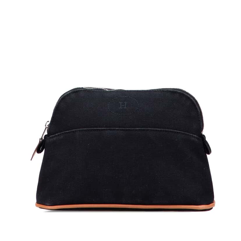 Hermès Toile Bolide Trousse de Voyage PM Black Canvas Good condition - Front View