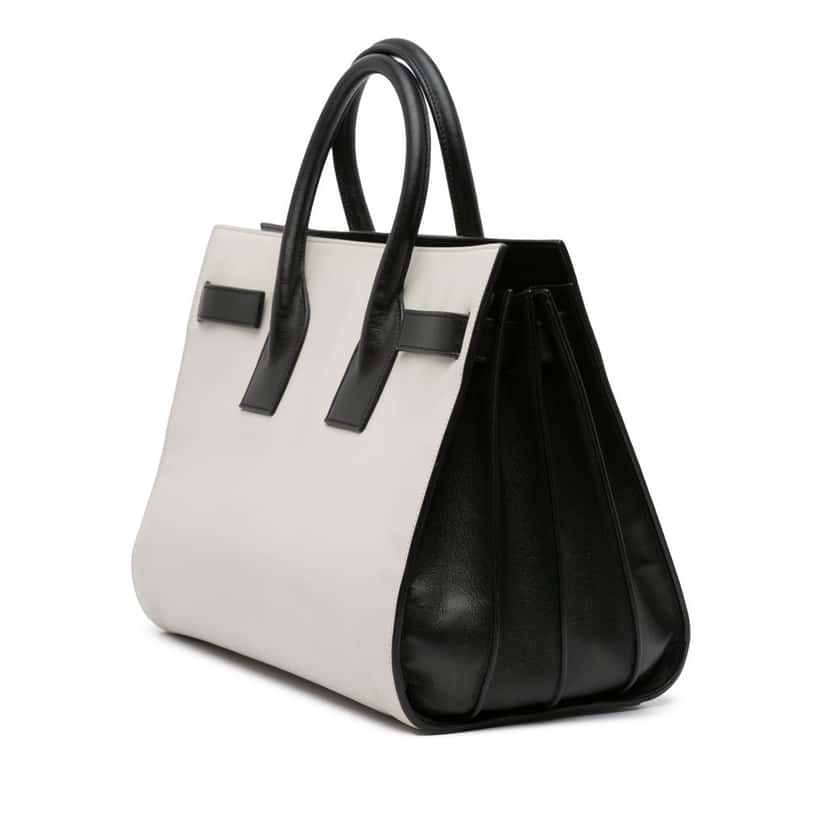 Saint Laurent Small Bicolor Leather Sac de Jour Satchel White Leather Good condition - Back View