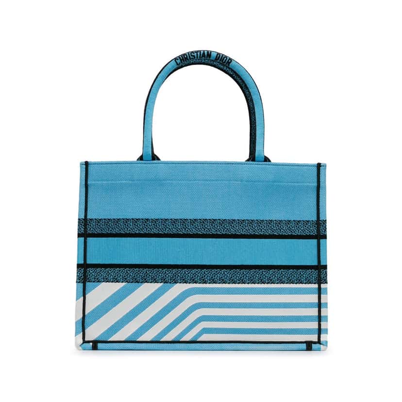 Dior Medium Embroidered Canvas Zebra D Jungle Pop Book Tote Blue Canvas Good condition - Inside View