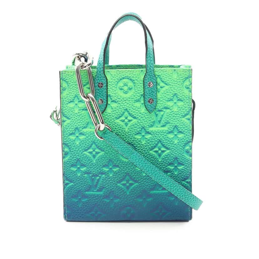 Louis Vuitton Monogram Taurillon Illusion Sac Plat XS Green Leather Good condition - Front View