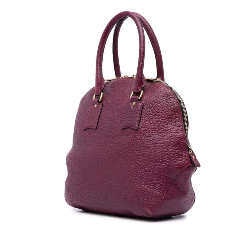Burberry Medium Grained Calfskin Heritage Orchard Bowling Bag Purple Leather Good condition - Back View