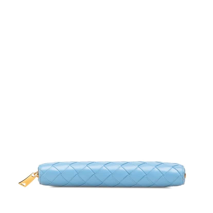 Bottega Veneta Nappa Intrecciato Zip Around Long Wallet Blue Leather Good condition - Inside View