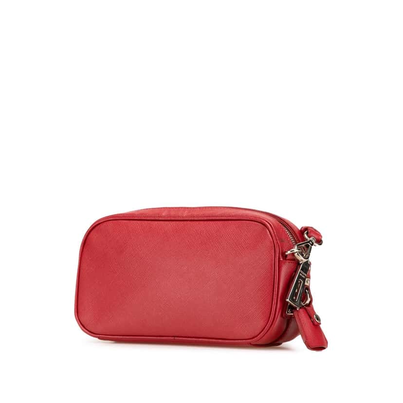 Prada Saffiano Buckle Camera Bag Red Leather Good condition - Back View