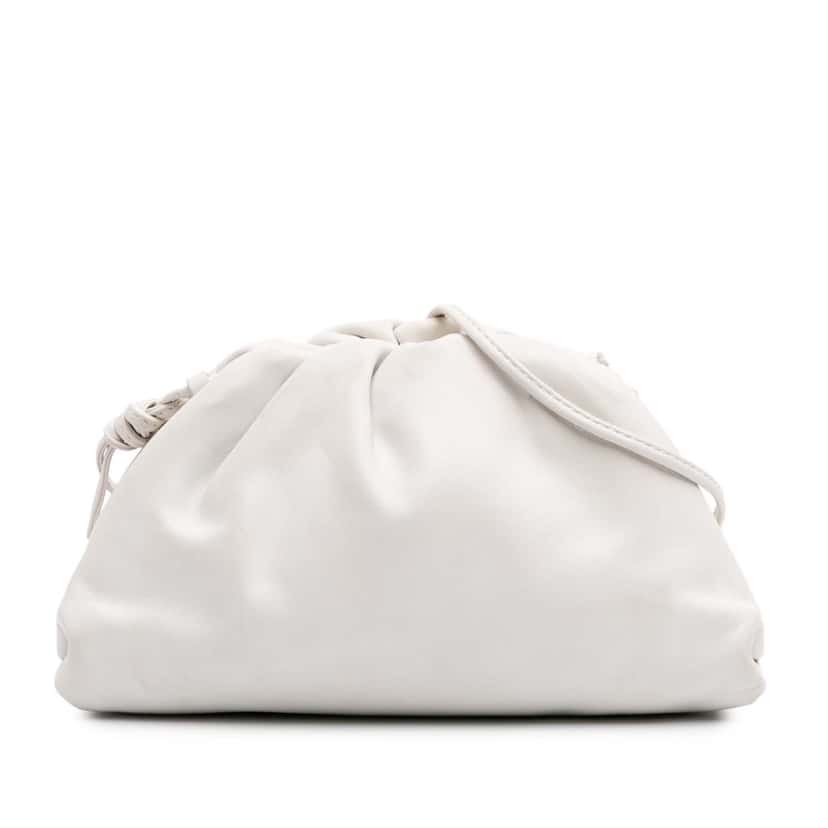 Bottega Veneta Lambskin The Mini Pouch Crossbody White Leather Good condition - Front View