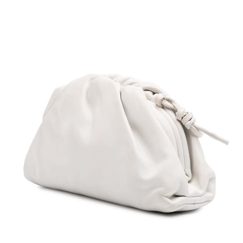 Bottega Veneta Lambskin The Mini Pouch Crossbody White Leather Good condition - Back View