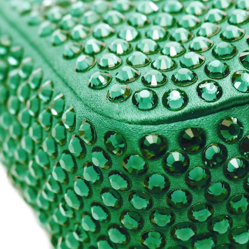 Prada Mini Satin Crystal Re Edition 2000 Shoulder Bag Green Satin Good condition - Box View