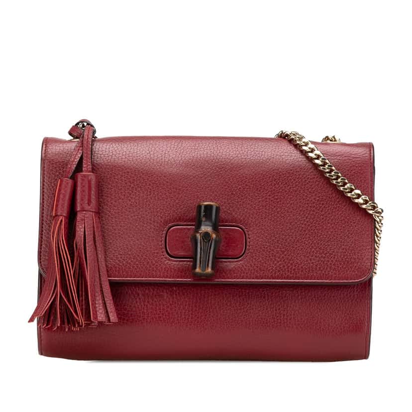 Gucci Medium Leather Miss Bamboo Crossbody Red Leather Good condition - Front View