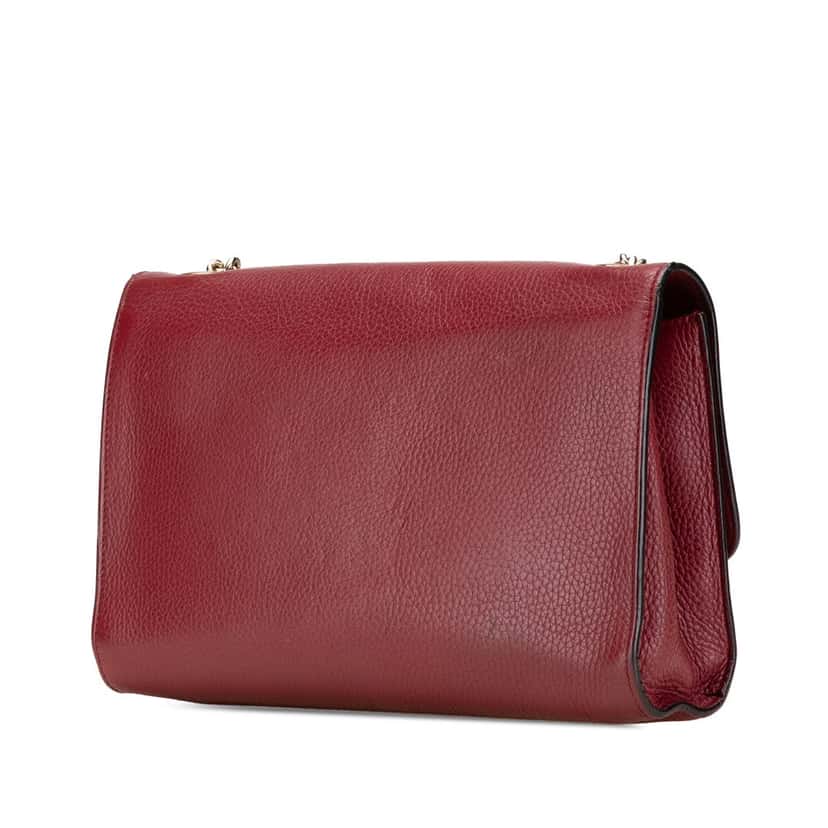Gucci Medium Leather Miss Bamboo Crossbody Red Leather Good condition - Back View