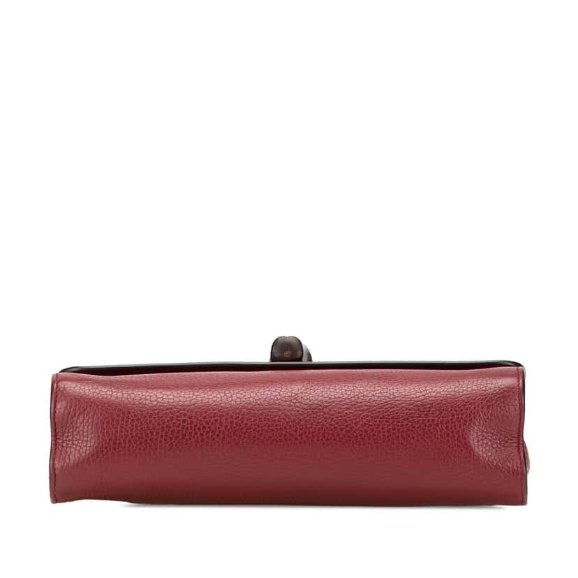 Gucci Medium Leather Miss Bamboo Crossbody Red Leather Good condition - Inside View