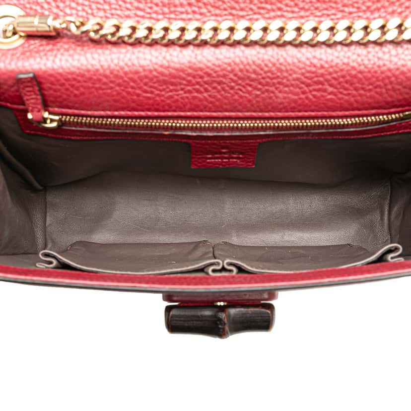 Gucci Medium Leather Miss Bamboo Crossbody Red Leather Good condition - Model View