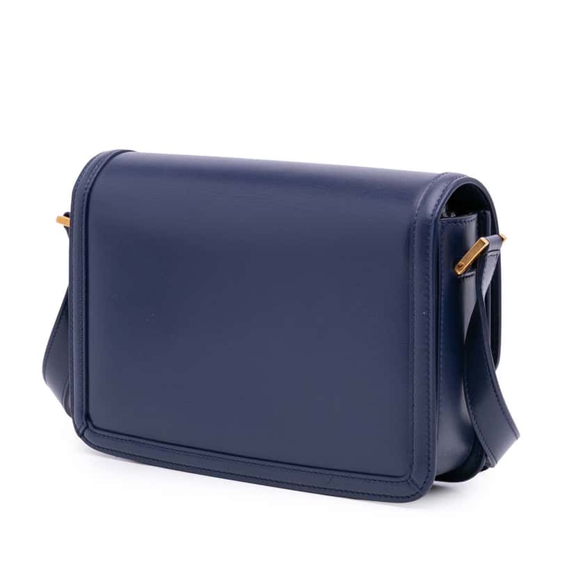Saint Laurent Medium Leather Solferino Satchel In Box Blue Leather Good condition - Back View