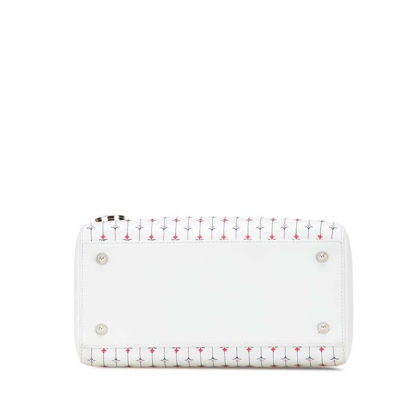 Dior Medium Calfskin Embroidered Flower Lady Dior White Leather Good condition - Inside View