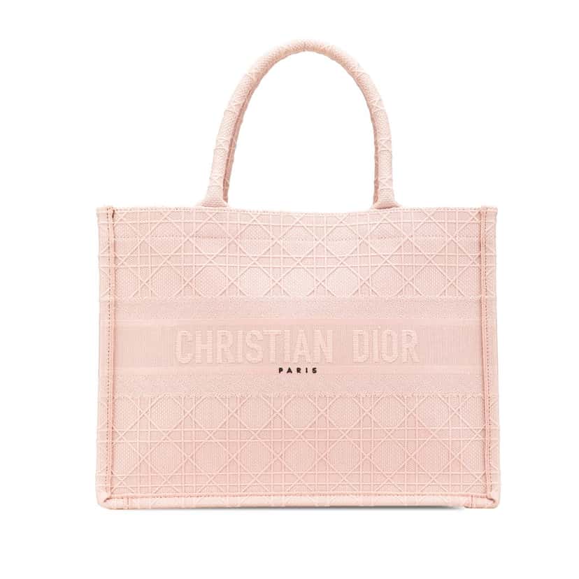 Dior Medium Canvas Cannage Embroidered Book Tote Pink Canvas Good condition - Front View