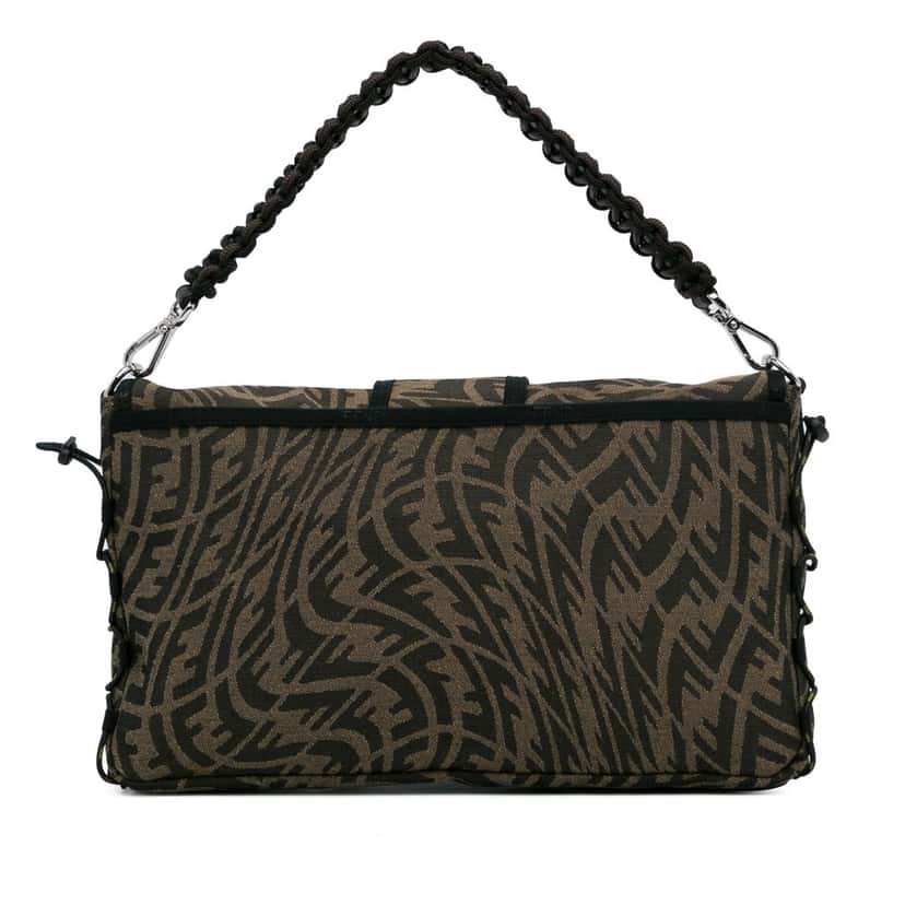 Fendi Large Zucca Vertigo Mesh Baguette Satchel Brown Canvas Good condition - Inside View