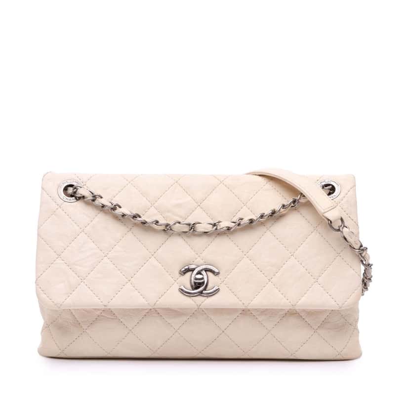 Chanel CC Quilted Aged Calfskin Flap Brown Leather Good condition - Front View