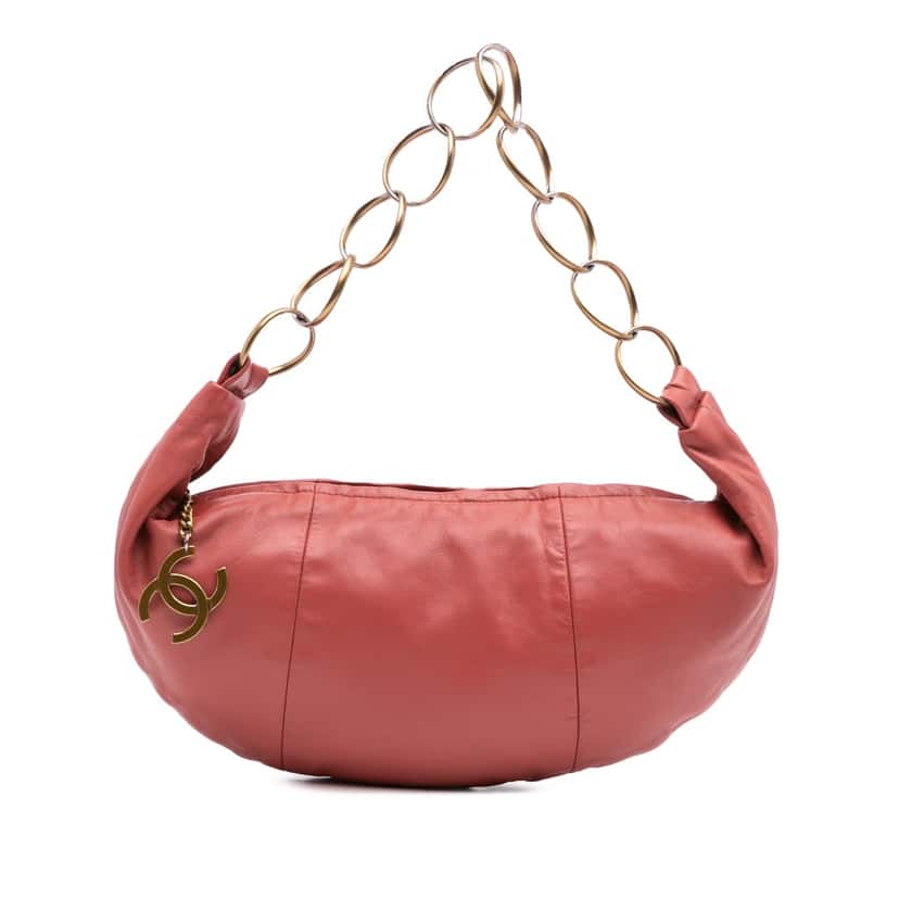 Chanel Lambskin CC Ring Hobo Red Leather Good condition - Front View