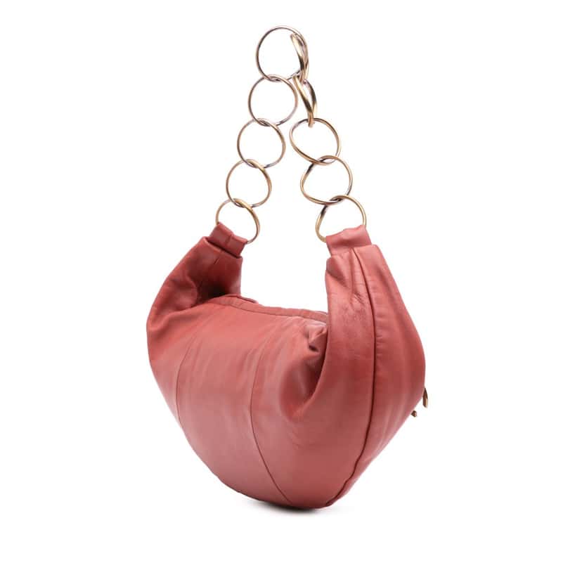 Chanel Lambskin CC Ring Hobo Red Leather Good condition - Back View