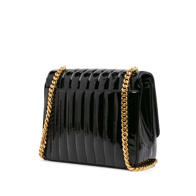 Saint Laurent Large Patent Vicky Crossbody Black Leather Good condition - Back View