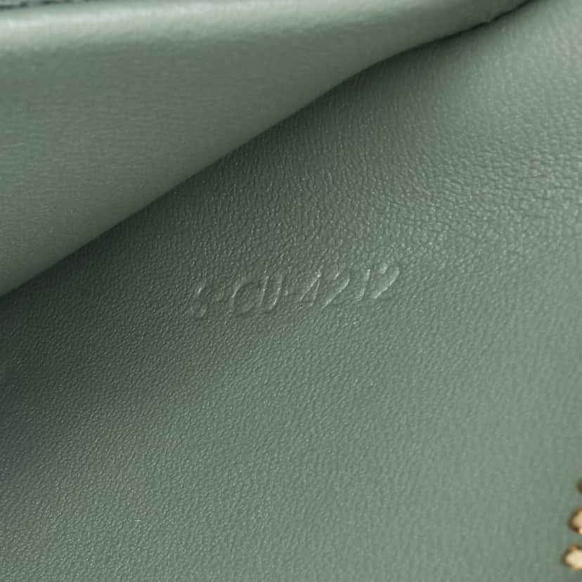 Celine Teen Shiny Calfskin Triomphe Besace Clea Chain Crossbody Green Leather Good condition - Box View