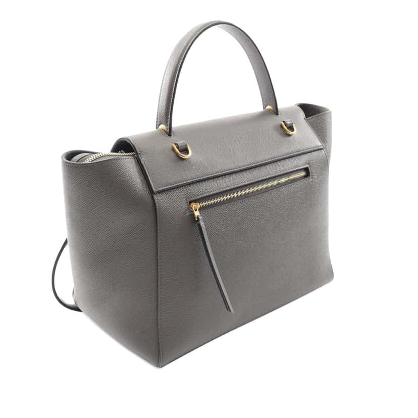 Celine Mini Grained Calfskin Belt Bag Grey Leather Good condition - Back View