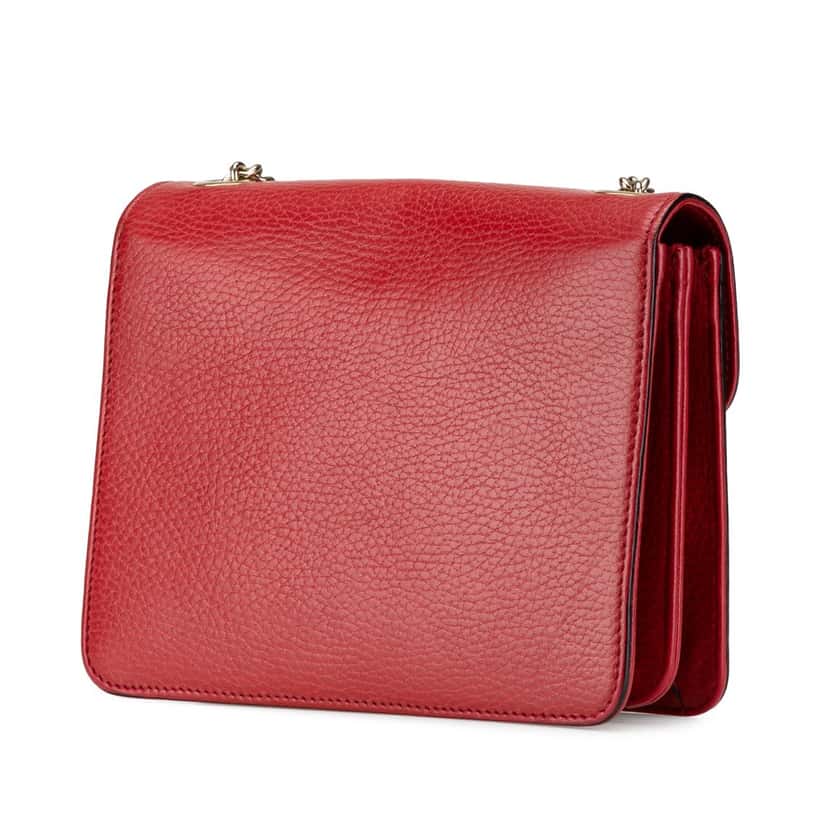 Gucci Small Dollar Calfskin Interlocking G Crossbody Red Leather Good condition - Back View