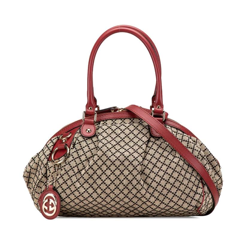 Gucci Diamante Canvas Sukey Satchel Brown Canvas Good condition - Front View