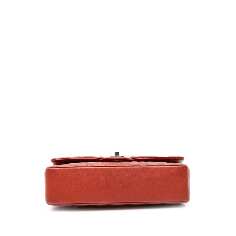 Chanel Medium Classic Caviar Double Flap Orange Leather Good condition - Inside View
