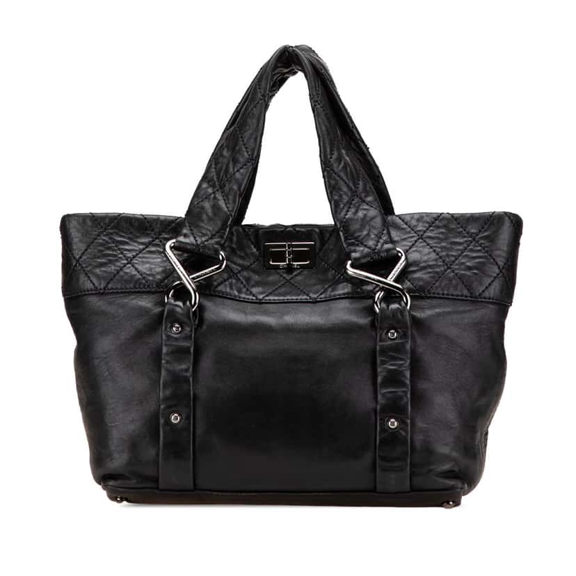 Chanel Small Reissue Lambskin 8 Knots Tote Black Leather Good condition - Front View