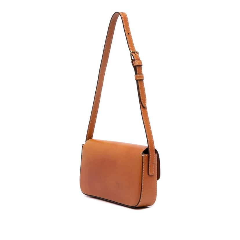 Celine Shiny Calfskin Claude Shoulder Bag Brown Leather Good condition - Back View