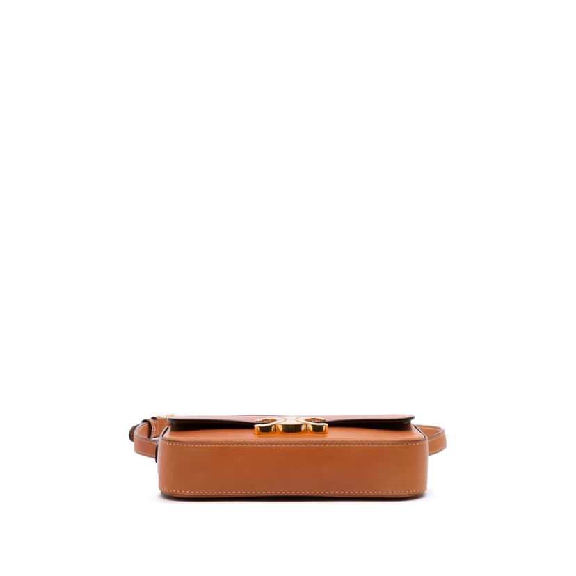 Celine Shiny Calfskin Claude Shoulder Bag Brown Leather Good condition - Inside View
