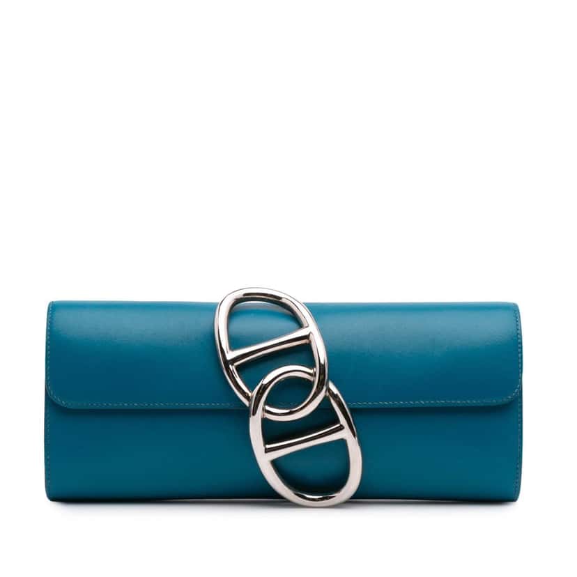 Hermès Tadelakt Egee Clutch Blue Leather Good condition - Front View