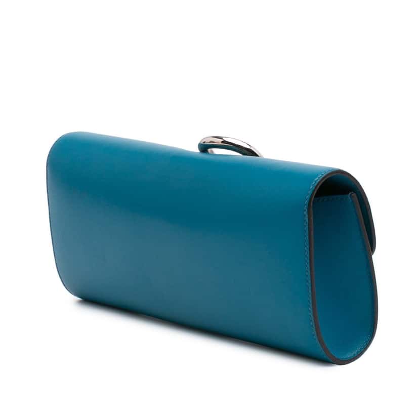 Hermès Tadelakt Egee Clutch Blue Leather Good condition - Back View