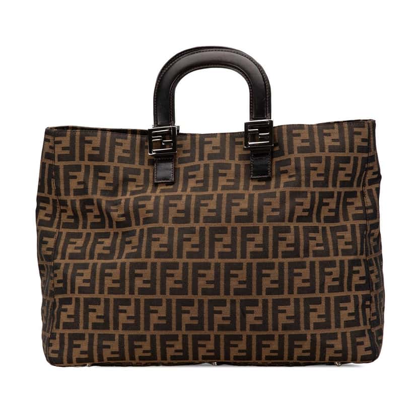 Fendi Large Zucca Canvas Twins Tote Brown Canvas Good condition - Front View
