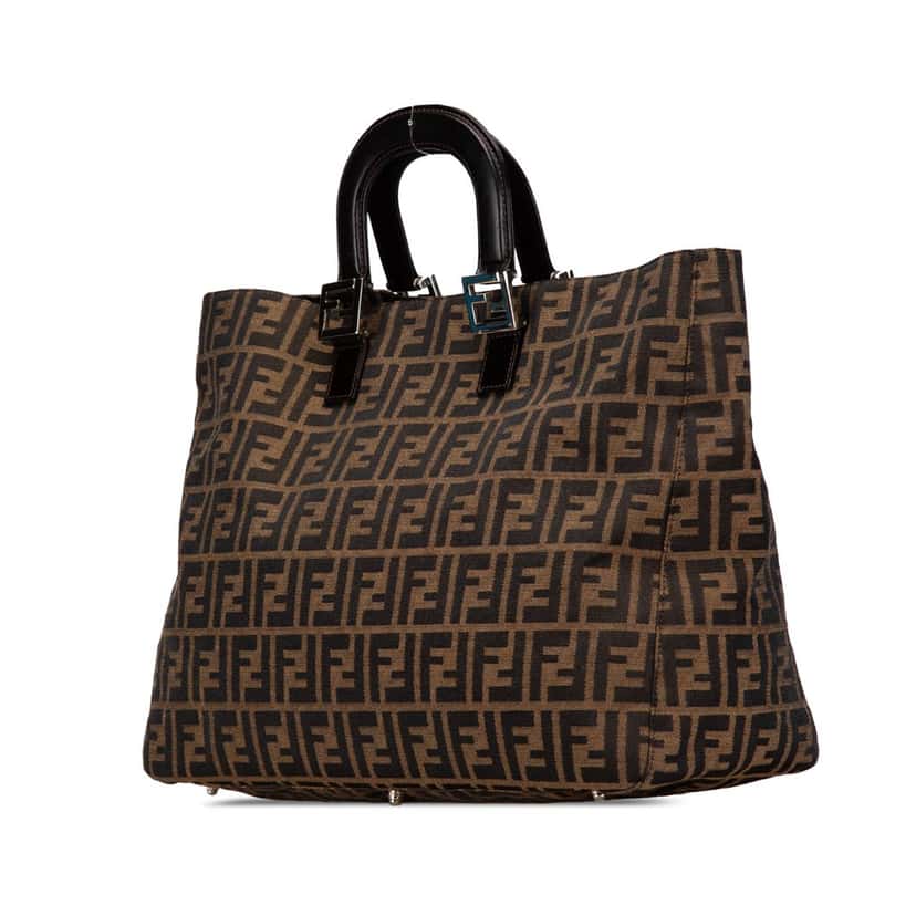 Fendi Large Zucca Canvas Twins Tote Brown Canvas Good condition - Back View