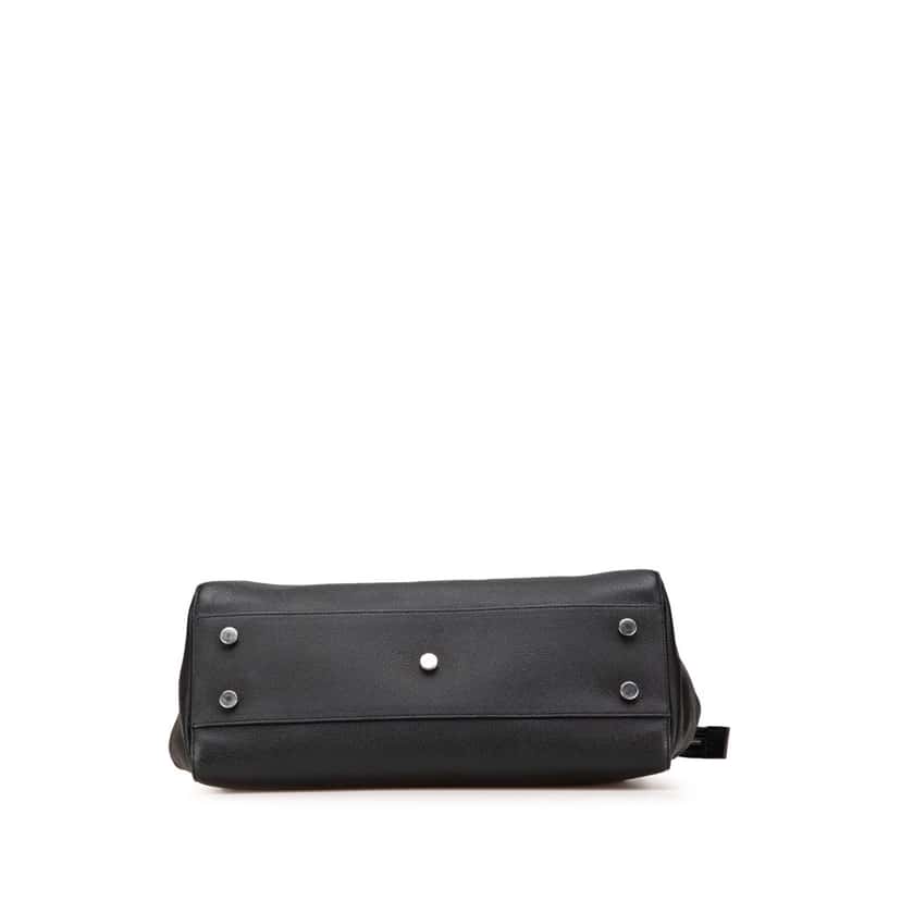 Saint Laurent Medium Grained Calfskin Cabas Rive Gauche Satchel Black Leather Good condition - Inside View