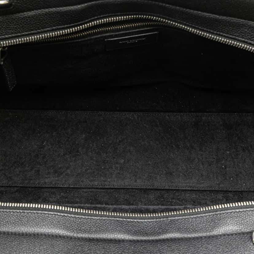 Saint Laurent Medium Grained Calfskin Cabas Rive Gauche Satchel Black Leather Good condition - Model View
