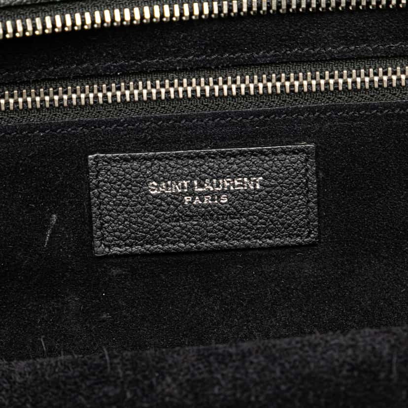 Saint Laurent Medium Grained Calfskin Cabas Rive Gauche Satchel Black Leather Good condition - Box View