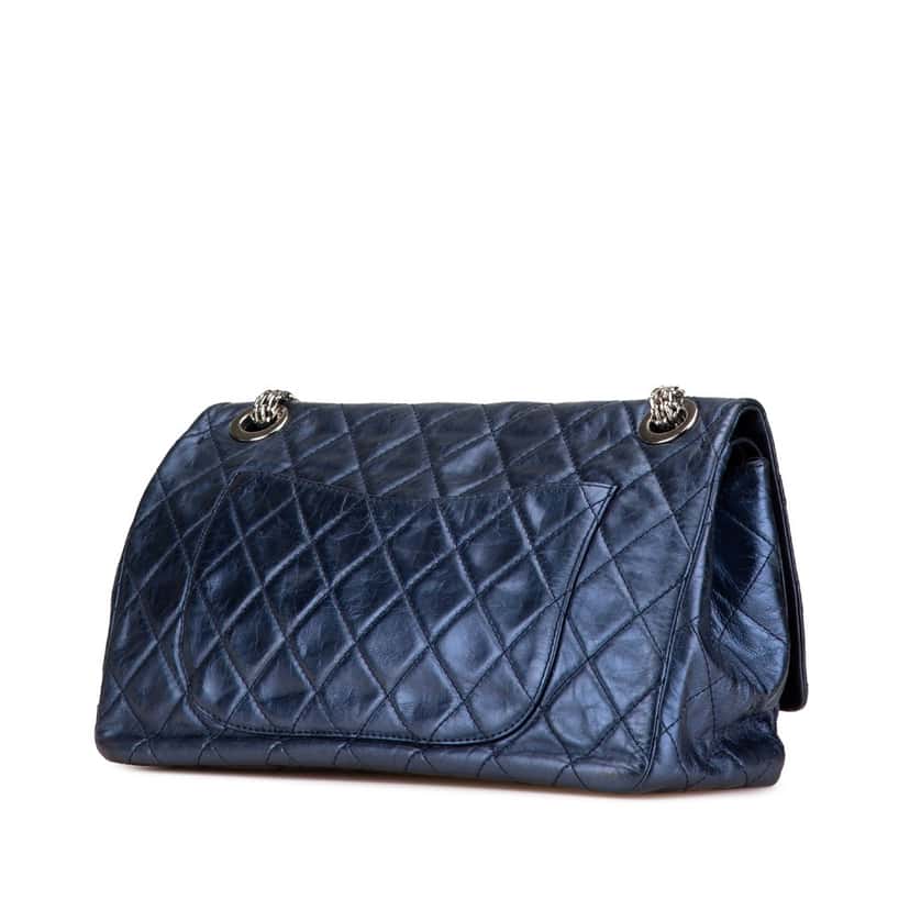 Chanel Reissue 2.55 Aged Metallic Calfskin Flap 226 Blue Leather Good condition - Back View