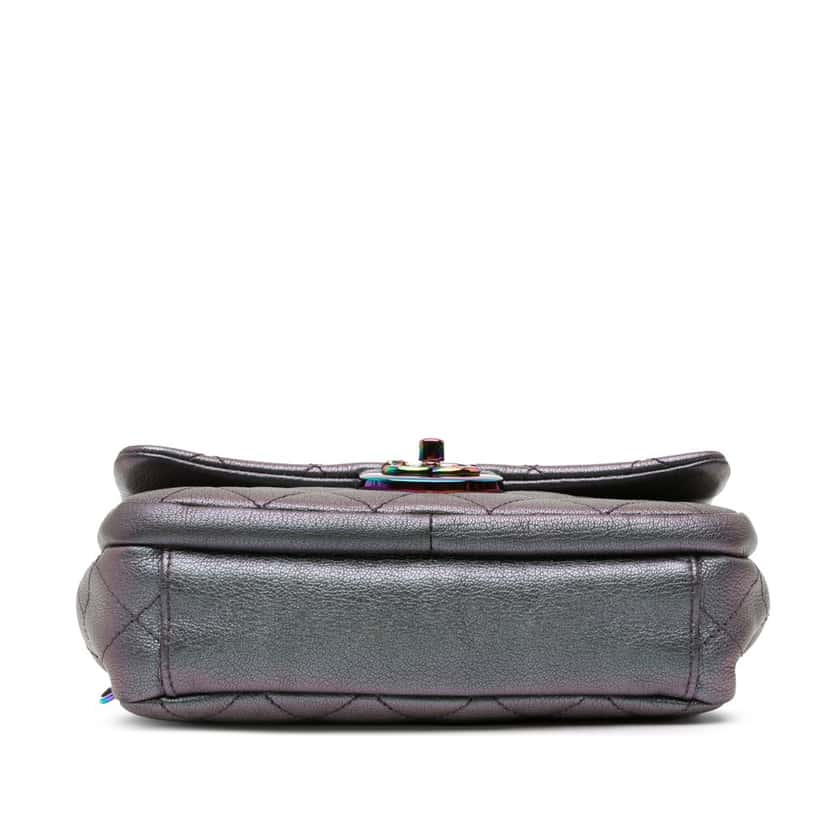 Chanel Small Iridescent Goatskin Double Carry Waist Chain Flap Purple Leather Very good condition - Inside View