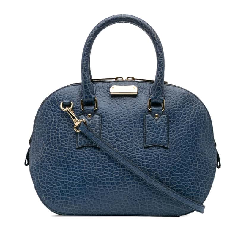 Burberry Small Grained Calfskin Orchard Bowling Bag Blue Leather Good condition - Front View