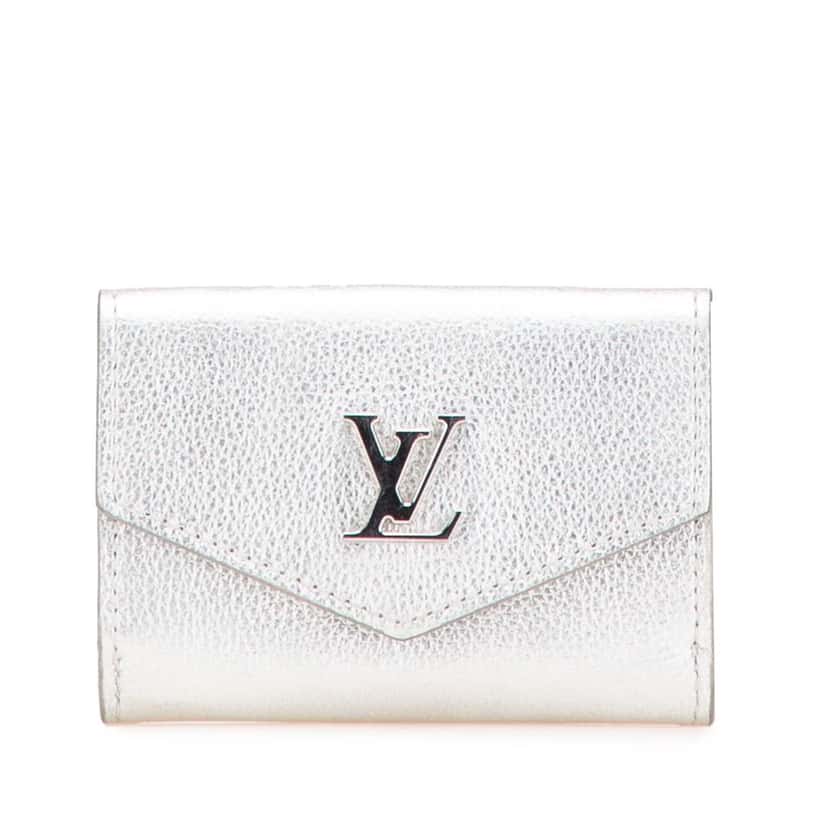 Louis Vuitton Leather Lockmini Wallet Silver Leather Good condition - Front View